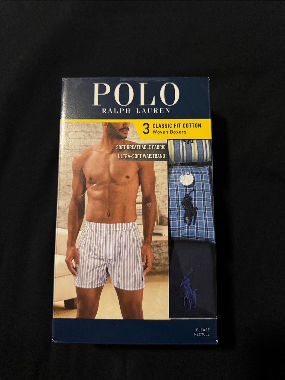 Polo by Ralph Lauren Men’s Striped & Plaid Blue Boxer 3-Pack
